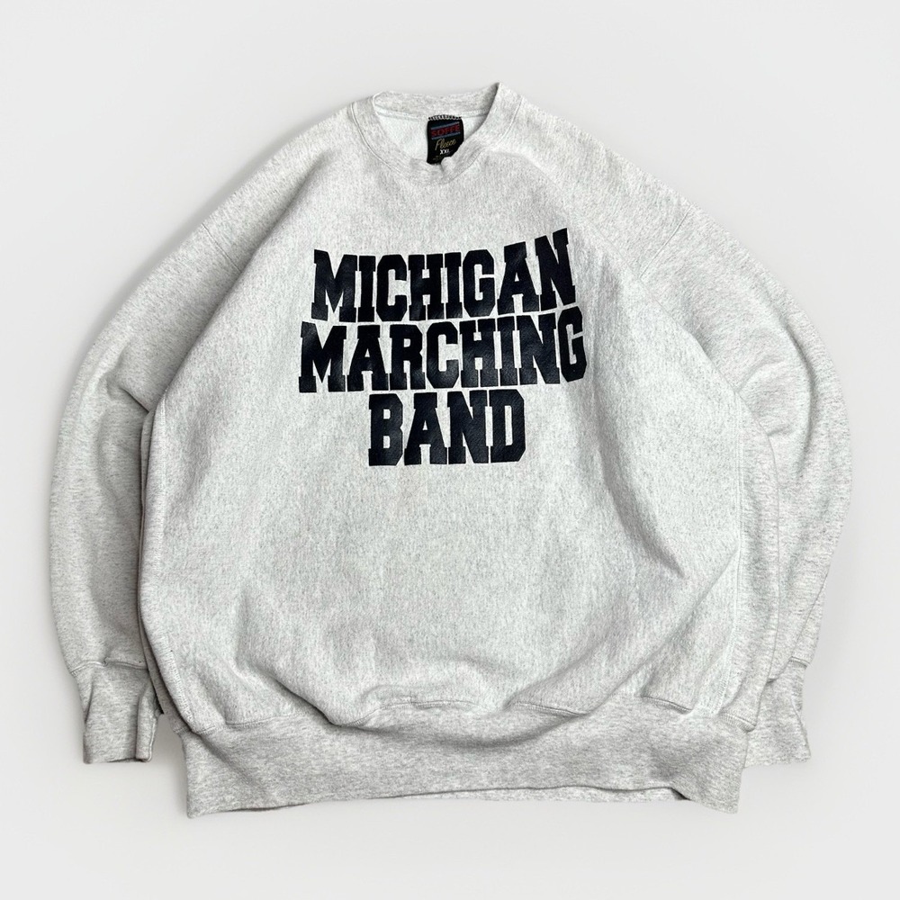 Vintage University Michigan Marching Band Crewneck Sweatshirt Mens XXL Gray 90s - Picture 1 of 11